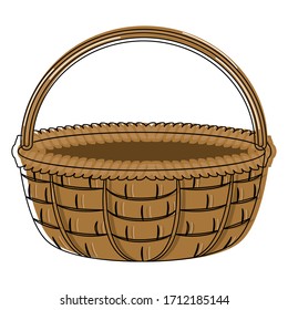 Isolated brown woven basket over a white background - Vector