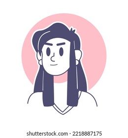 Isolated brunette woman draw vector illustration