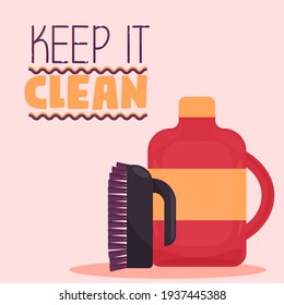 Isolated brush cleaning articles hygiene equipment - Vector