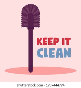 Isolated brush purple cleaning articles hygiene equipment - Vector