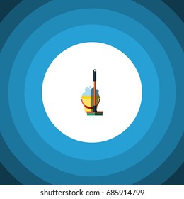 Isolated Bucket Flat Icon. Mop Vector Element Can Be Used For Bucket, Mop, Cleaning Design Concept.