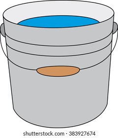 Isolated bucket of water, vector cartoon