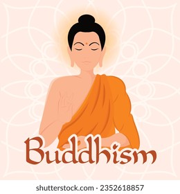 Isolated buddha cute character Buddhism concept Vector