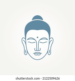 einzelne Buddha's Kopf einfache Linie Kunst Vorlage Vektorgrafik Design. Minimalistische Monoline-Meditation, Spiritualität, Symbol für Religion