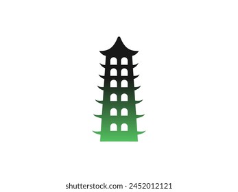 Isolated buddhist temple on white background. Asian tradition and culture. Buddhism religion