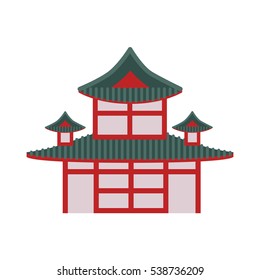 Isolated buddhist temple on white background. Asian tradition and culture. Buddhism religion.