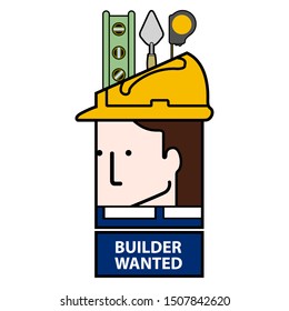 Isolated builder wanted avatar image - Vector illustration