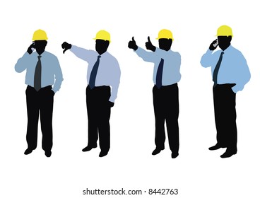 isolated builders on white background