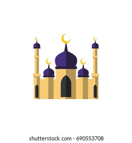 Isolated Building Flat Icon. Mosque Vector Element Can Be Used For Mosque, Building, Structure Design Concept.
