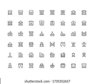 Isolated Building Icon pack with line 
color style