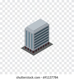 Isolated Building Isometric. Office Vector Element Can Be Used For Building, Office, House Design Concept.