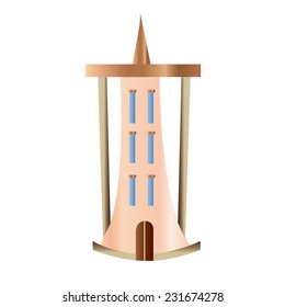 an isolated building on a white background