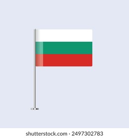 Isolated Bulgaria Table Flag on Pole, Bulgarian Flag Vector Design for Print and Web