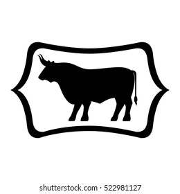 Isolated bull animal inside frame design