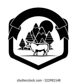 Isolated bull animal inside label design