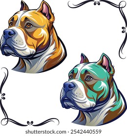 Isolated Bull Dog Face vector Illustration Animal Head Design Pitbull mascot