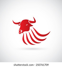 Isolated bull symbol, emblem - vector illustration