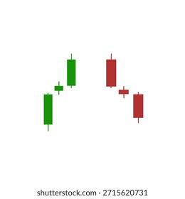 Patrón de gráfico de velas alcista y bajista aislado sobre fondo blanco. Símbolo de tendencia ascendente y tendencia descendente Continuación del patrón del candelabro. concepto de acción del Precio del candelabro.