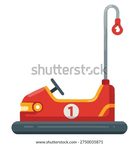 Isolated bumper car vector illustration created for amusement park graphics carnival entertainment fun fair visuals and playful leisure themed design projects