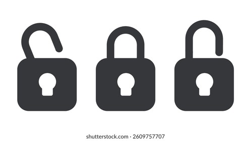 Isolated bundle icon with a padlock in locked and unlocked states, representing security and password protection symbols