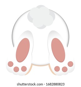 Isolated bunny rear view. Cute rabbit - Vector illustration