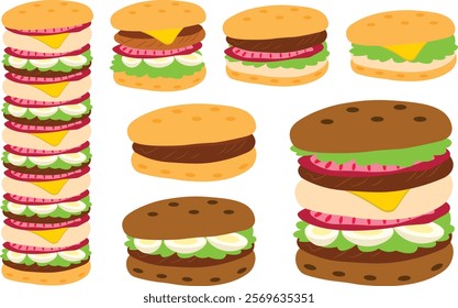 Isolated burger. Hamburger. Fast Food