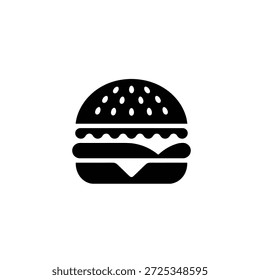 Icono de hamburguesa aislado sobre fondo transparente. Gráfico de Vector sencillo con comida rápida clásica, silueta de hamburguesa, con semillas de sésamo en el bollo.