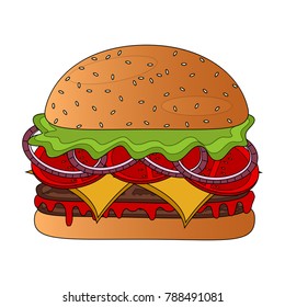 Isolated burger icon on a white background, vector illustration