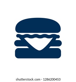 Isolated burger icon symbol on clean background. Vector cheeseburger element in trendy style.