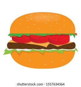 Isolated burger image. Fast food - Vector llustration