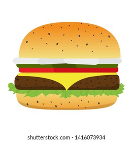 Isolated burger image on a white background. Fast food - Vector