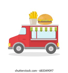 Isolated burger van.