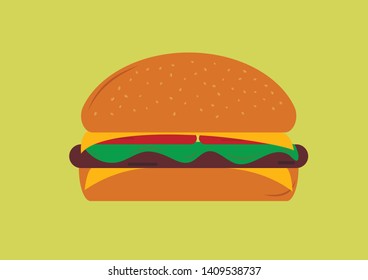Isolated burger. Vector graphics. Illustration. Food icon. Vector hamburger. Food.