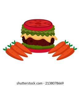 Isolated burguer vegetables food healthy nutrition vector illustration