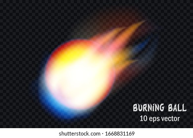  Isolated Burning Ball And Fire Flames Illustration. Space Element. Flashing Star, Meteorite Asteroid. 10 Eps Vector Light Effect. For Advertising Banner, Web, Brochure, Cover Etc.