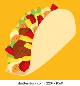 an isolated burrito on a yellow background