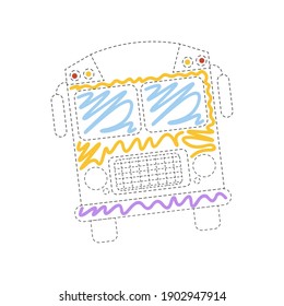 Isolated bus draw Back to school animated icon- Vector