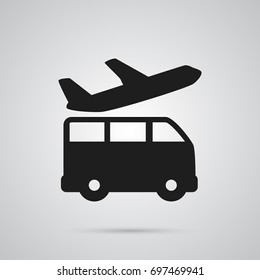 Isolated Bus Icon Symbol On Clean Background. Vector Airport Transfer Element In Trendy Style.