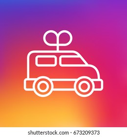 Isolated Bus Outline Symbol On Clean Background. Vector Clockwork Car Element In Trendy Style.