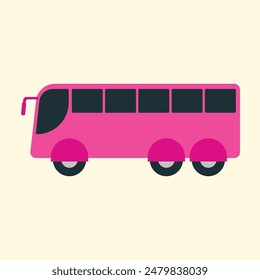 Isolated Bus Vehicle Transportation Vector Illustration in Pink Background