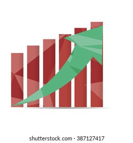 Isolated business graph with texture, an arrow and bars
