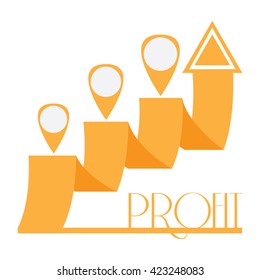 Isolated business graph with unique style, text, pins and a texture