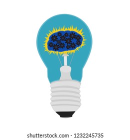 Isolated business light bulb display brain gear idea , vector icon