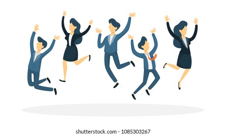 Isolated business people jumping on white background.