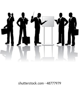 Isolated business people vector silhouettes