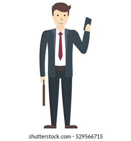 Isolated businessman Funny handsome businessman in suit on white background.