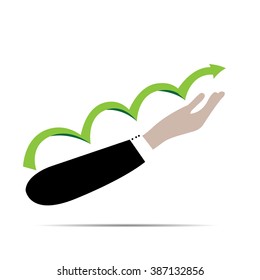 Isolated businessman hand with a graph on a white background