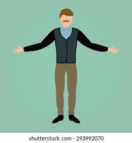 Isolated businessman on a blue background. Vector illustration