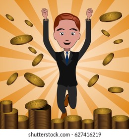 Isolated businessman on a colored background, Vector illustration