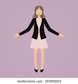 Isolated businesswoman on a pink background. Vector illustration
